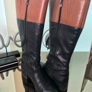 Knee high riding boots two-tone